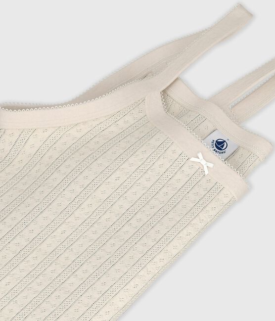 Camiseta de tirantes de algodón calado para mujer crudo MILK