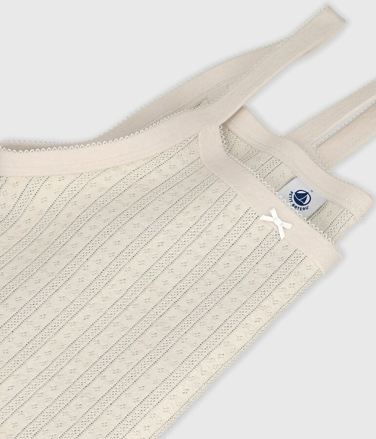 Camiseta de tirantes de algod&oacute;n calado para mujer crudo