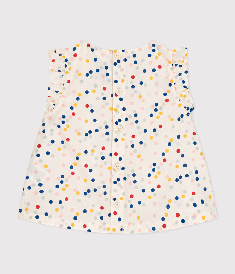 Blusa sin mangas de popelina para beb&eacute; blanco/multicolor