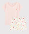 Pijama corto con estampado de frutas de verano de algodón ecológico de chica/mujer rosa FLEUR/blanco MULTICO
