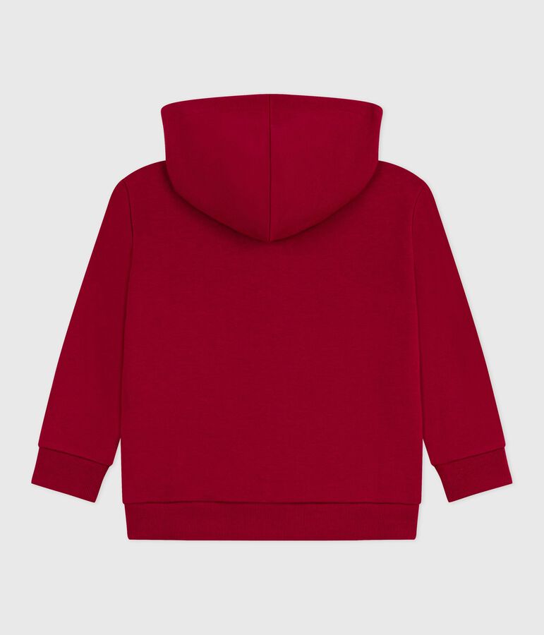 Sudadera infantil de algod&oacute;n liso con cremallera rojo
