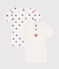 Juego de 2 camisetas infantiles de algodón de manga corta con corazones variante 1