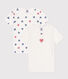 Juego de 2 camisetas infantiles de algodón de manga corta con corazones