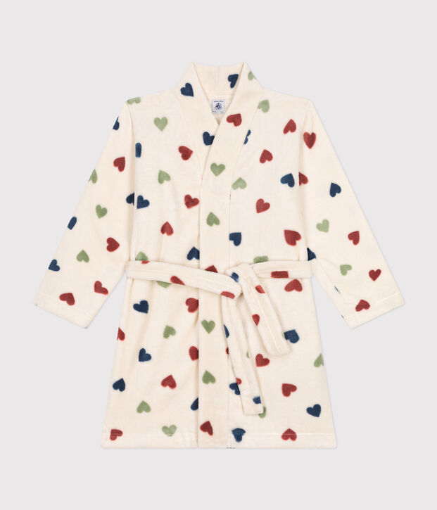Bata polar infantil estampada crudo/multicolor