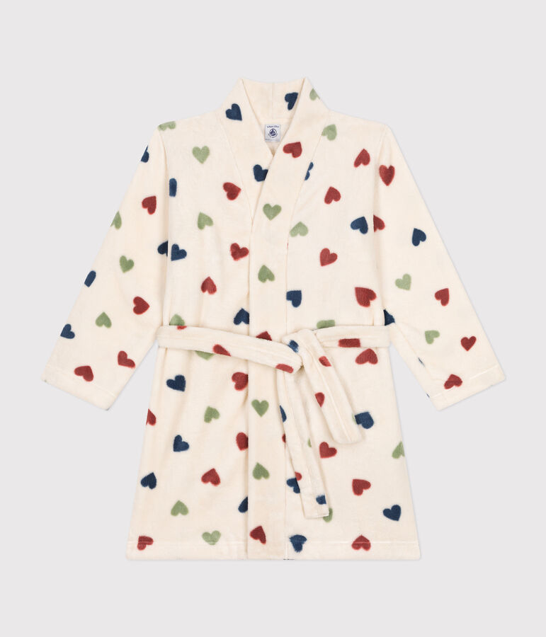 Bata polar infantil estampada crudo/multicolor