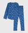 Pijama de punto para niña con estampado de copos de nieve azul MAJOR/blanco ECUME