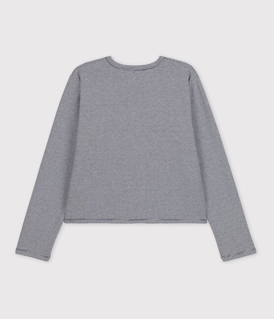 Cárdigan de algodón grueso con botones de presión para mujer azul SMOKING/blanco MARSHMALLOW
