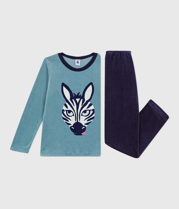 Pijama infantil de terciopelo azul/azul