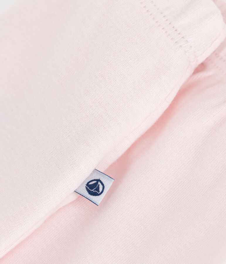 Pantal&oacute;n con pies de algod&oacute;n liso para reci&eacute;n nacido rosa