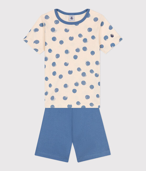 Pijama corto infantil de algodón azul BEACH/ MULTICO