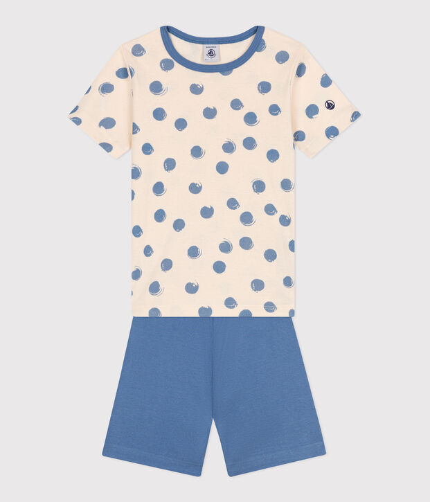 Pijama corto infantil de algod&oacute;n azul/multicolor