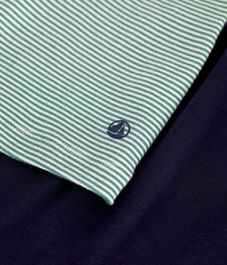 Pijama infantil corto de algod&oacute;n a rayas azul/multicolor