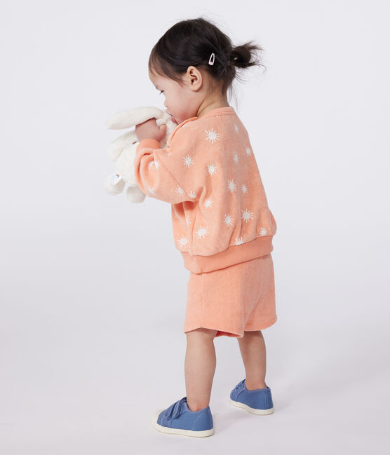 Sudadera de rizo de algodón con estampado de soles para bebé naranja ABRICOT/ MARSHMALLOW