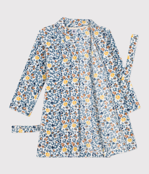 Bata de tejido polar para ni&ntilde;o/ni&ntilde;a blanco/azul/multicolor