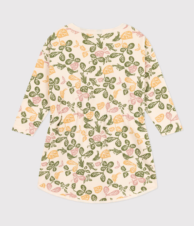 Vestido estampado de manga larga de mulet&oacute;n de ni&ntilde;a crudo/rosa/multicolor