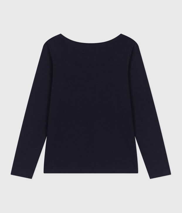 Camiseta Recta de manga larga de punto flameado con cuello de bailarina para mujer SMOKING