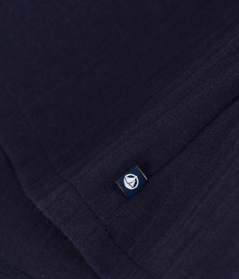 Vestido de dos materiales de manga larga de beb&eacute; azul/blanco