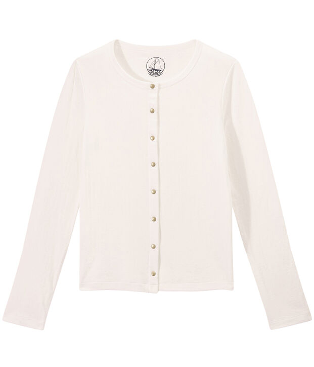 Cardigan en t&uacute;bico extrafino para mujer blanco