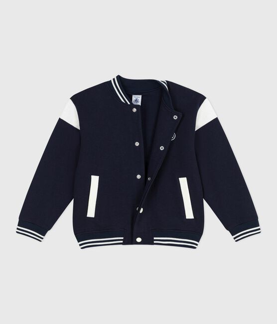 Chaqueta teddy infantil lisa de algodón azul SMOKING