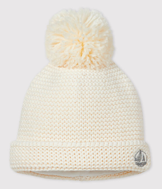 Gorro con pompón para bebé niña/niño blanco MARSHMALLOW