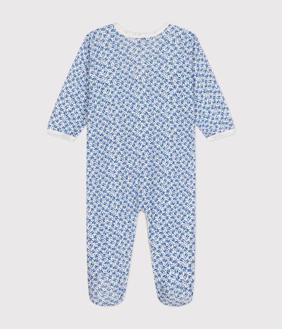 Pijama de algodón con estampado de flores para bebé azul MARSHMALLOW/ INCOGNITO