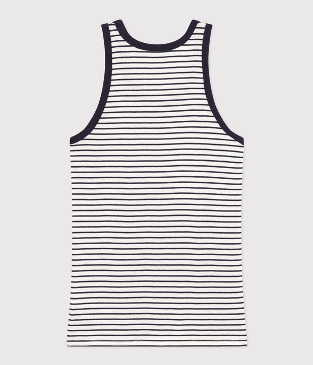 Camiseta sin mangas L'Iconique de algod&oacute;n a rayas para mujer blanco/azul