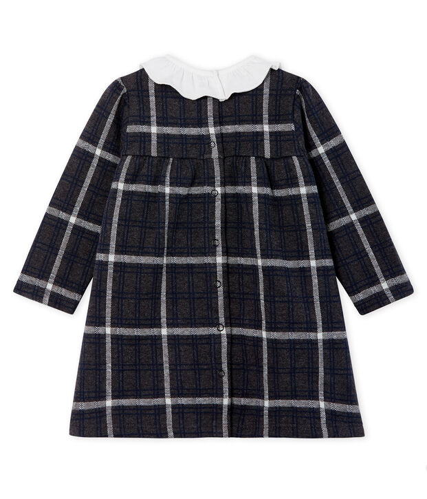 Vestido de manga larga de cuadros para beb&eacute; ni&ntilde;a gris/multicolor