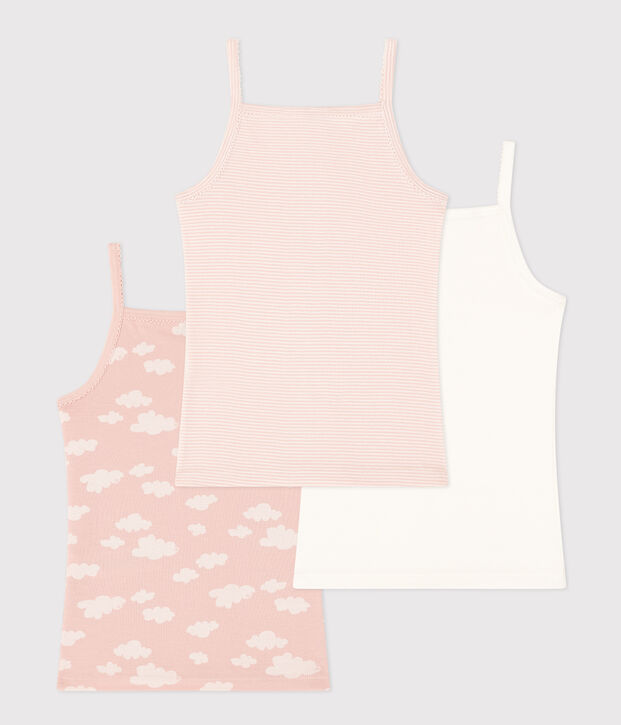 Juego de 3 camisetas de tirantes infantiles de algod&oacute;n con nubes multicolor
