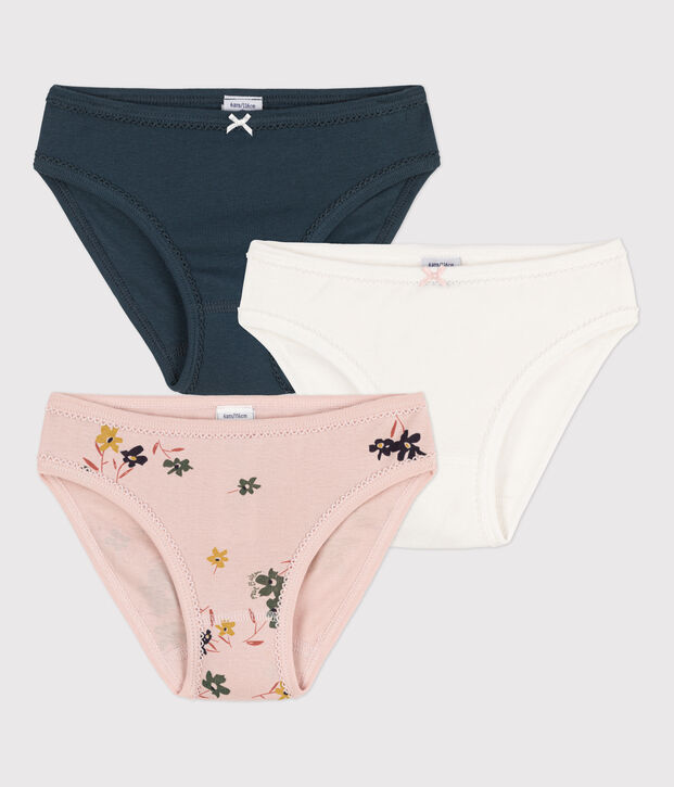 Juego de 3 braguitas de algod&oacute;n con flor para ni&ntilde;a multicolor