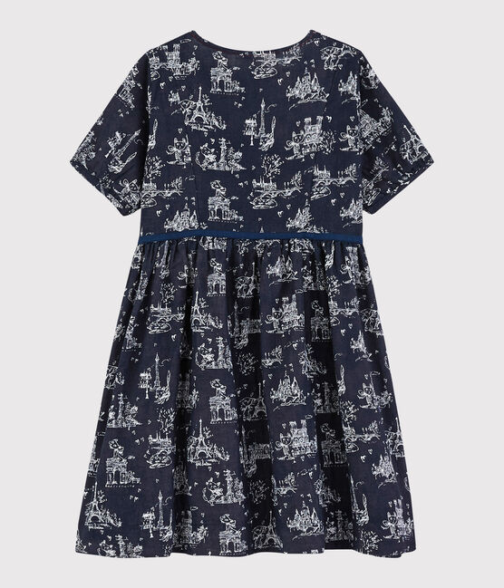 Vestido de túbico de manga corta para niña azul SMOKING/blanco ECUME