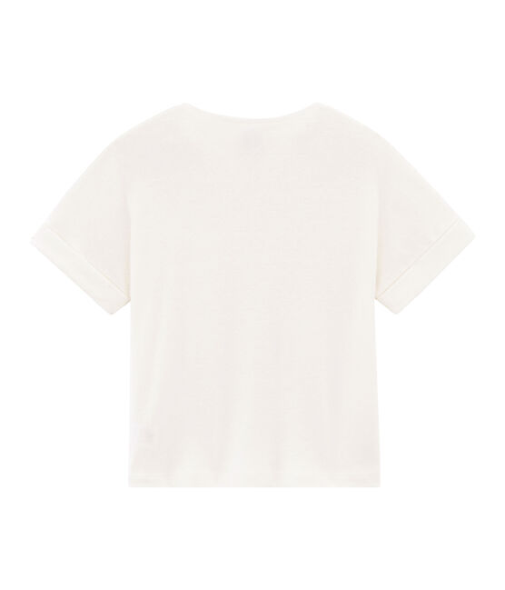 Camiseta manga corta infantil para niña blanco MARSHMALLOW