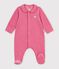 Pijama de terciopelo con cuello liso para beb&eacute; rosa