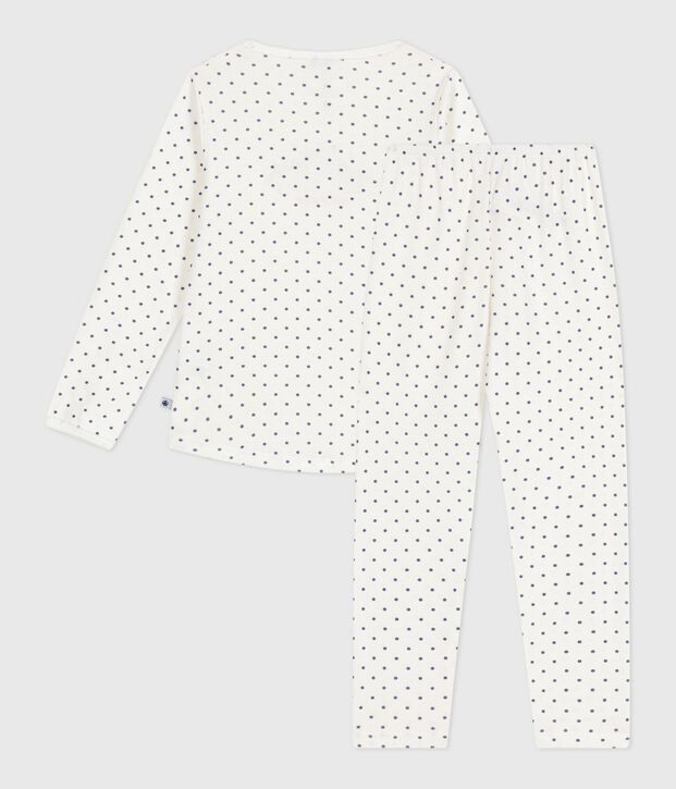 Pijama infantil de algod&oacute;n con estampado de lunares azul/azul