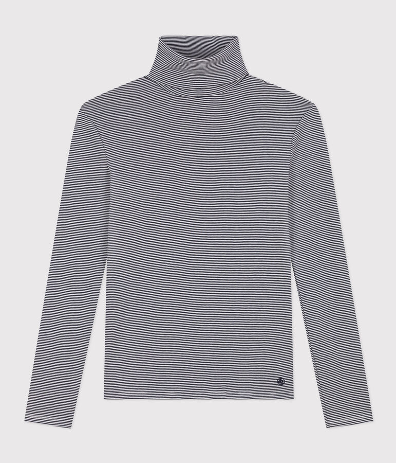 Camiseta Iconique de cuello vuelto de algod&oacute;n para mujer azul SMOKING/blanco MARSHMALLOW