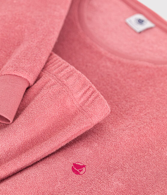 Pijama de tejido de rizo cepillado liso para mujer rosa ROSEWOOD