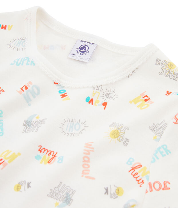 Pijama de punto para ni&ntilde;a blanco/multicolor