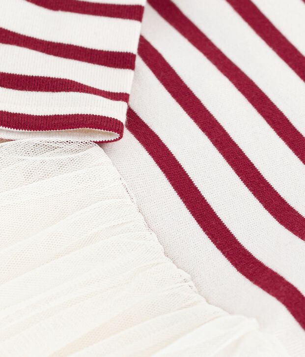 Vestido de dos materiales de manga larga para beb&eacute; rojo/rojo