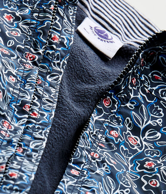 Chaqueta con capucha bebé niña estampada azul SMOKING/blanco MULTICO