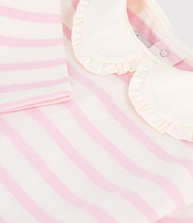 Marinera de algod&oacute;n con cuello beb&eacute; rosa/rosa