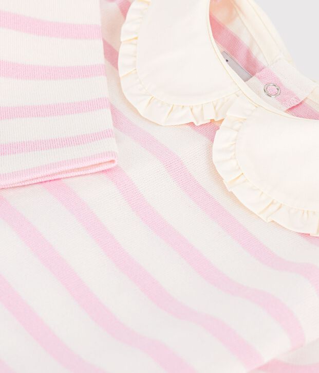 Marinera de algod&oacute;n con cuello beb&eacute; rosa/rosa