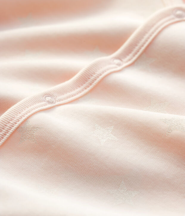 Pelele de terciopelo para beb&eacute; rosa/blanco
