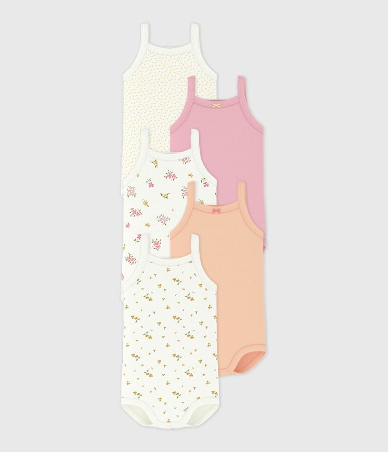 Juego de bodies de tirantes de algod&oacute;n con flores para beb&eacute; multicolor