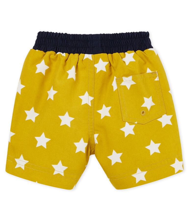Shorts de playa estampados para beb&eacute; ni&ntilde;o amarillo BAMBOO/blanco MARSHMALLOW