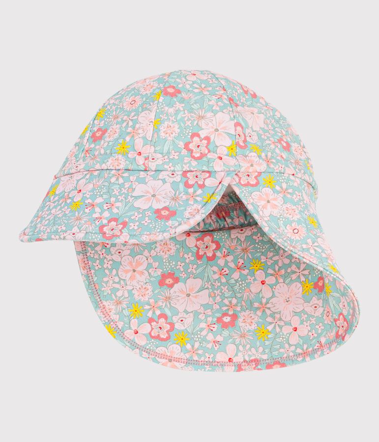 Sombrero con protecci&oacute;n frente a los rayos UV y estampado de flores para beb&eacute; azul/multicolor