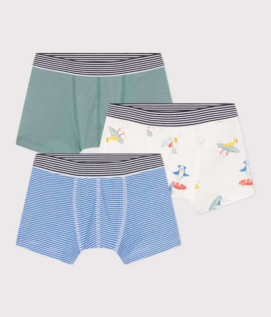 Juego de 3 bóxeres infantiles de algodón con estampado de surfistas variante 1