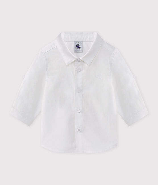 Camisa de manga larga de tejido oxford de bebé niño. blanco ECUME