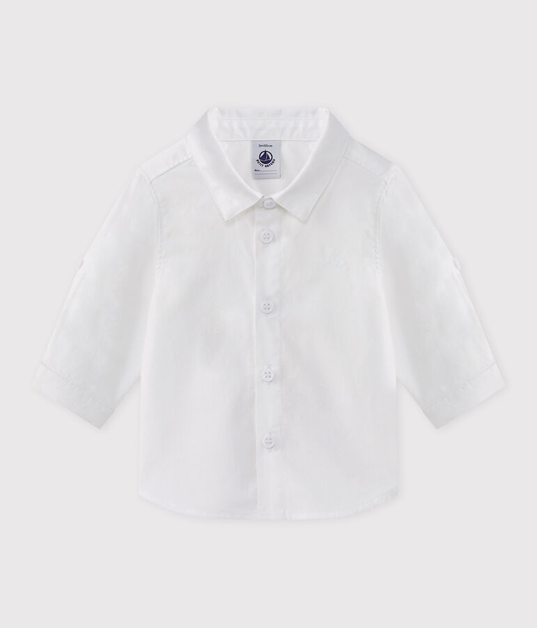 Camisa de manga larga de tejido oxford de beb&eacute; ni&ntilde;o. blanco