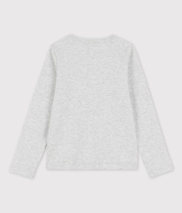 Camiseta de manga larga infantil unisex gris