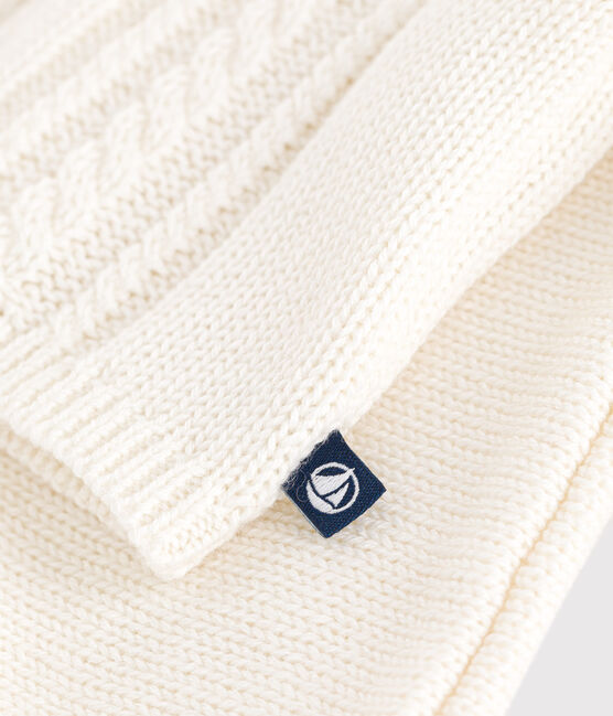Cárdigan de lana y algodón para bebé blanco MARSHMALLOW