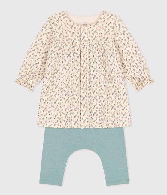 Vestido de túbico y leggings de bebé blanco AVALANCHE/ MULTICO